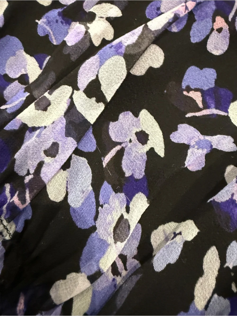 kate spade Black & Lavender Floral Ruffled Silk Midi Dress xs